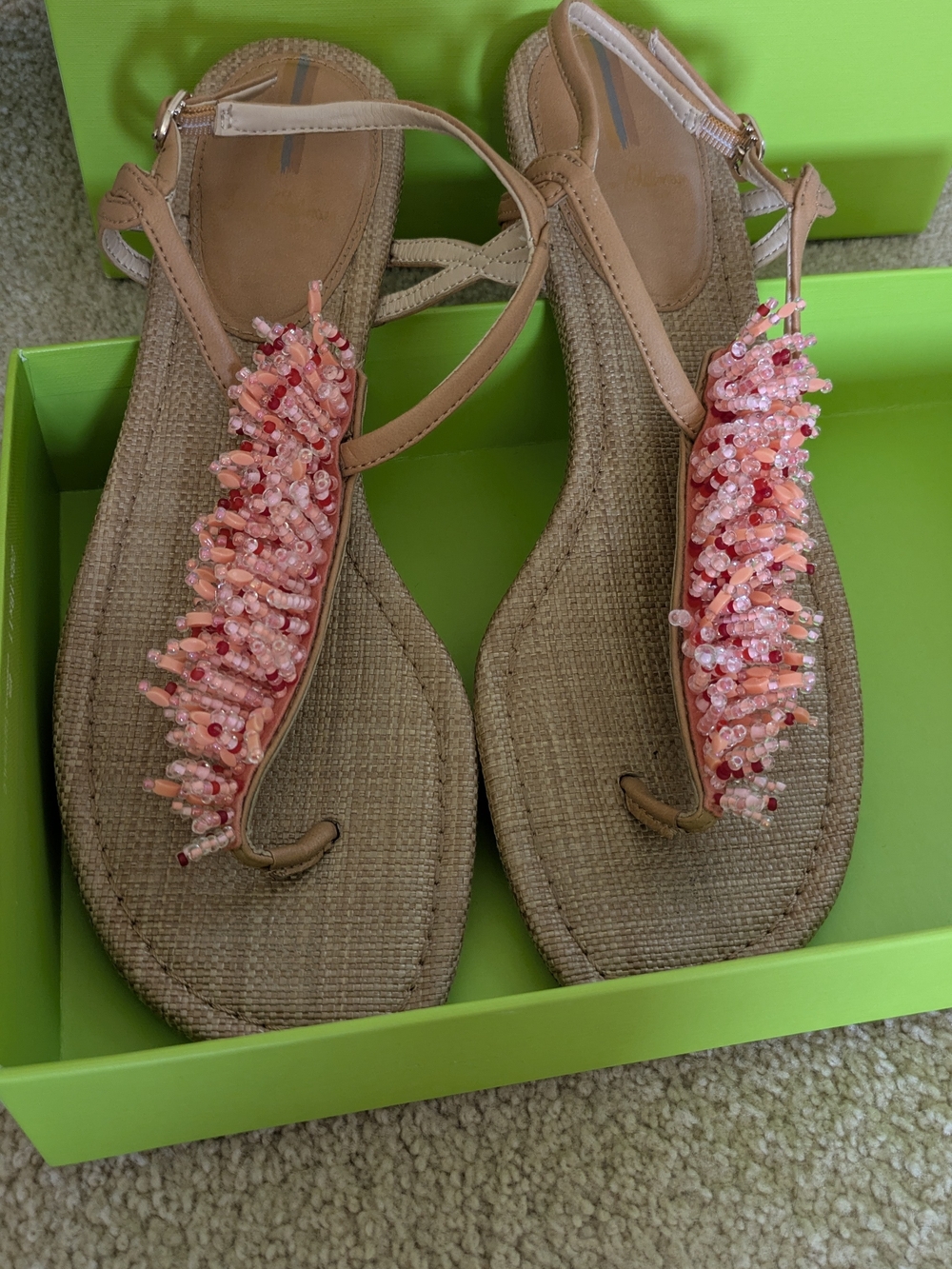 Sam Edelman Pink Beaded T-Strap Sandals